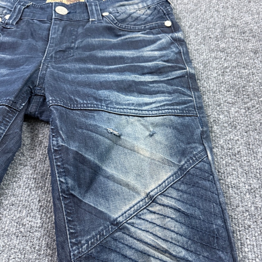 Affliction Raquel Moto Jeans Womens 28 Blue Distressed Ribbed Ankle Zip 111SK084 - Picture 6 of 15